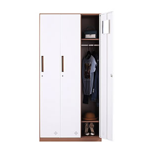 三門(mén)更衣柜-咖白套色